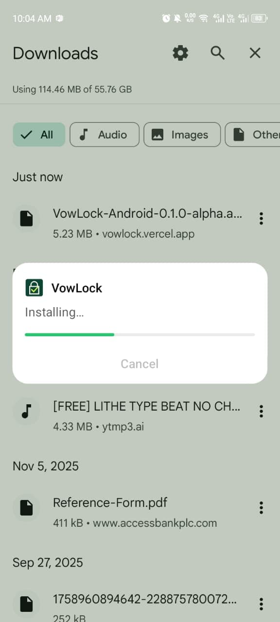 VowLock installation in progress