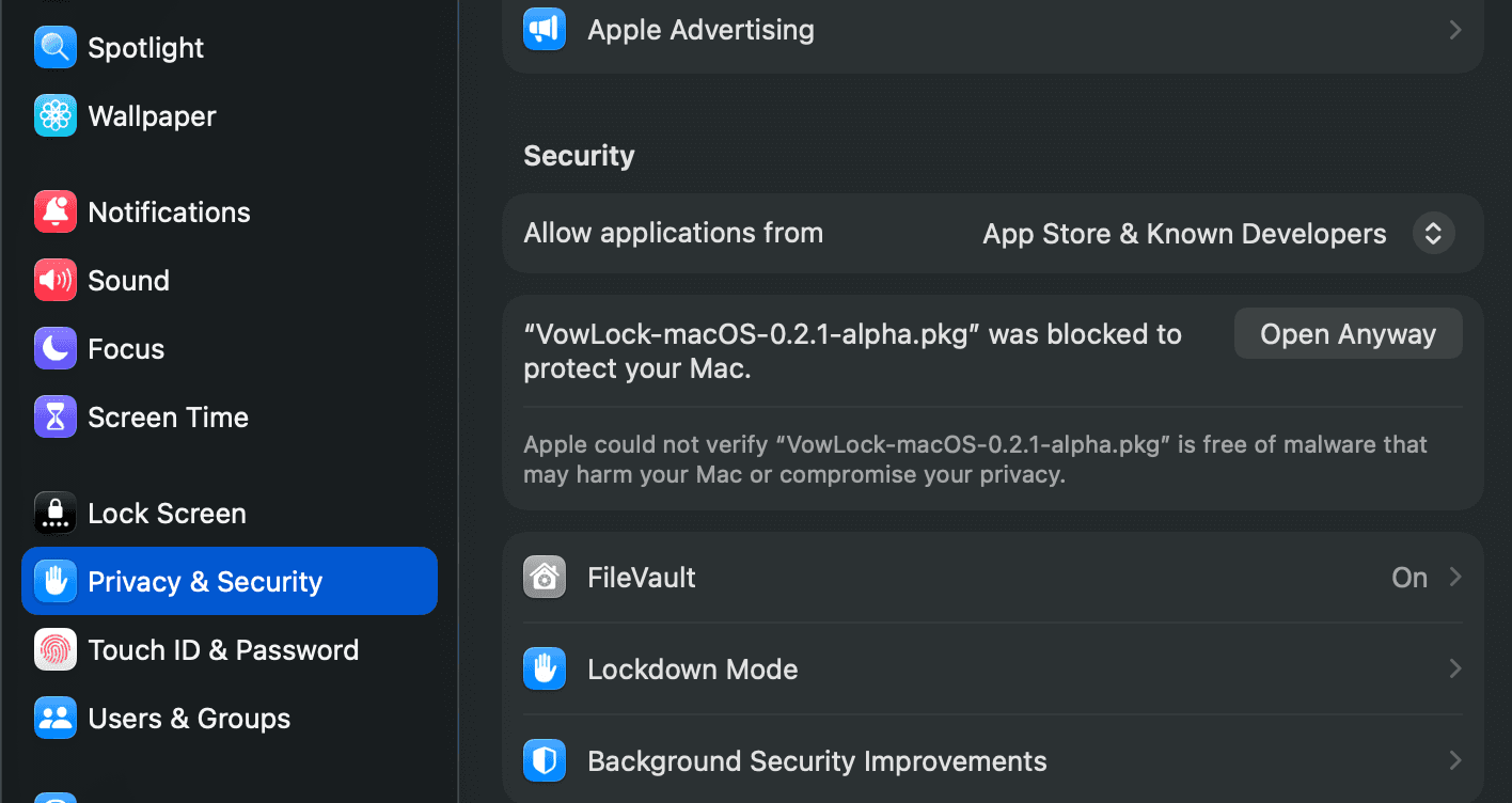 Download and allow the unsigned alpha