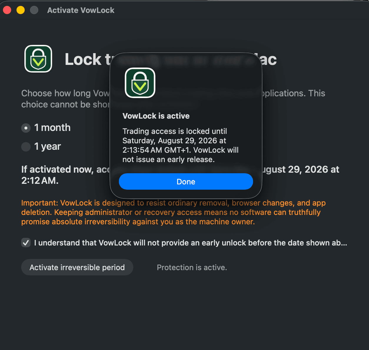 Confirm activation